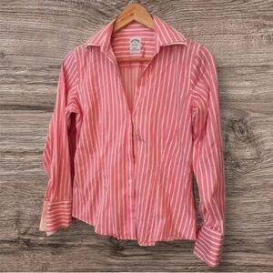 Brooks Brothers Petite‎ Fitted Stretch Pink Striped Petite 4